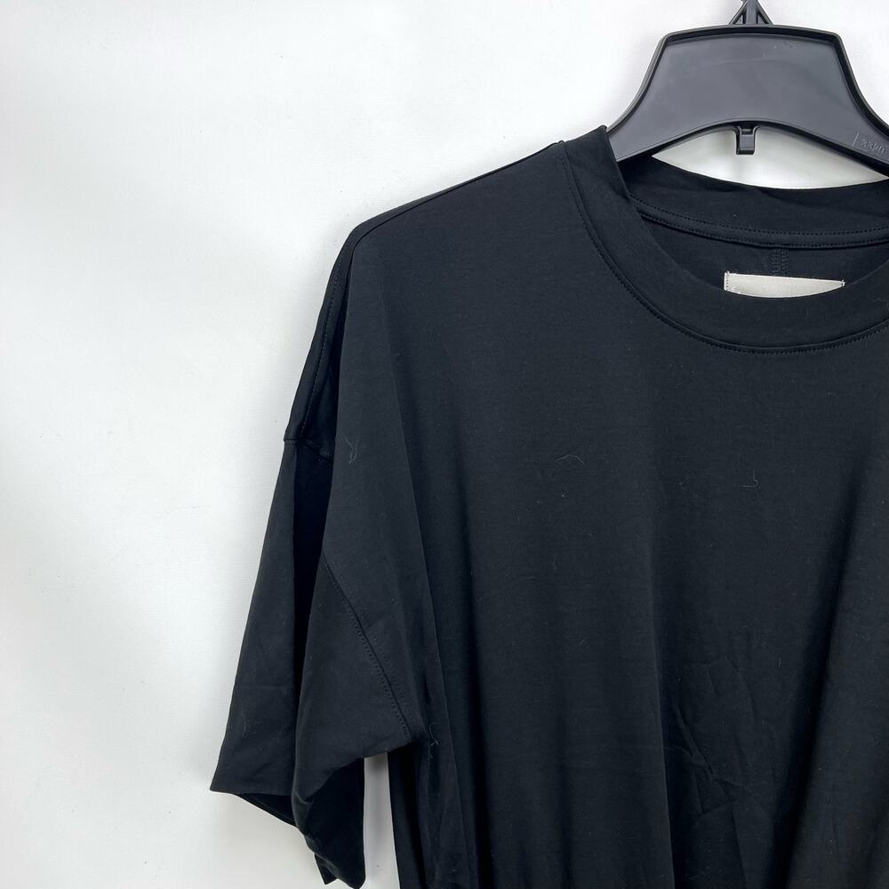 Everlane Womens The Luxe Cotton Tee Dress XXS Black Short Sleeve Tie Front NWT - Picture 4 of 10